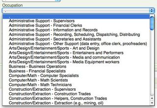 long drop-down list in form.