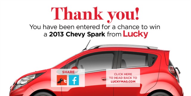chevy spark sweepstakes ad.