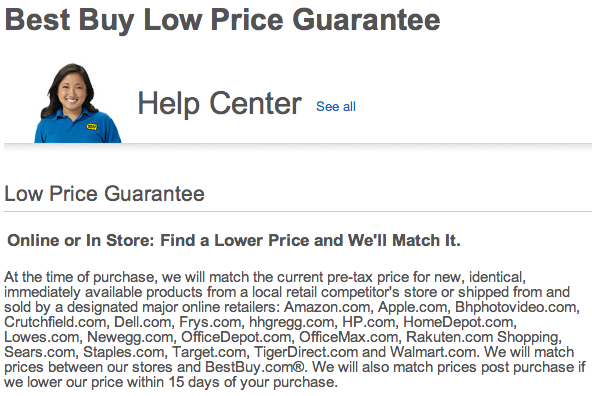 best buy low price guarantee.