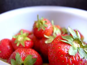 bowl of strawberries.