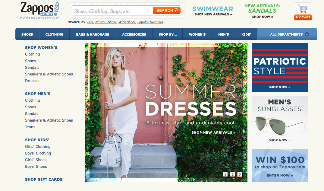 Zappos Home Page Carousel