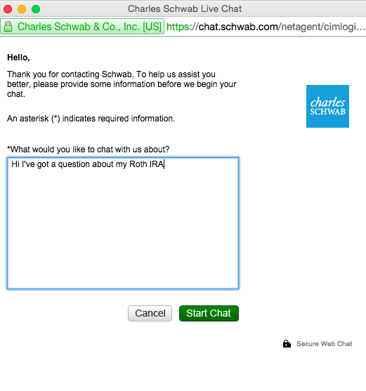 Charles Schwab and live chat