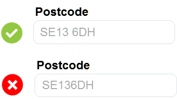 Postcode form