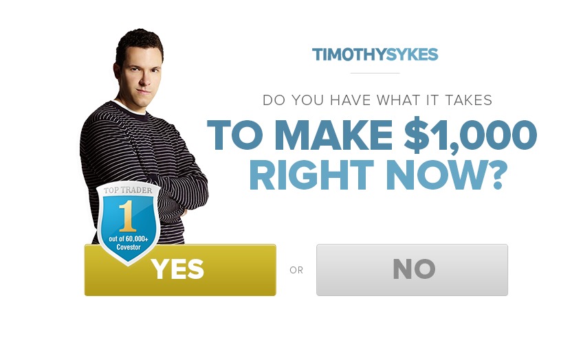 Timothy Sykes popup.