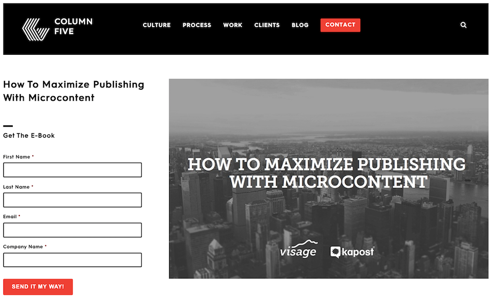 Column Five's lead generation form with four fields.