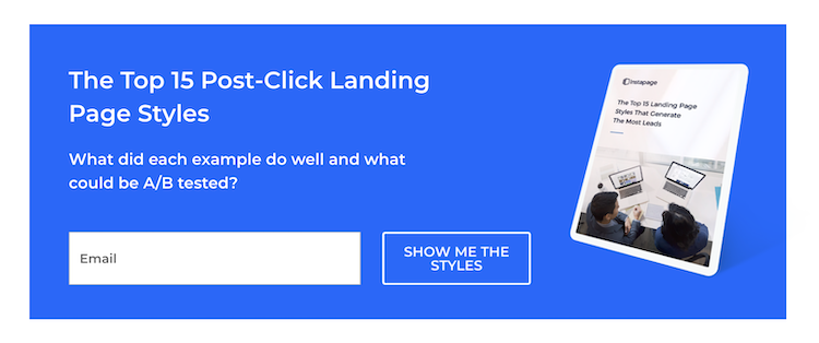 Instapage's lead generation form with one field.