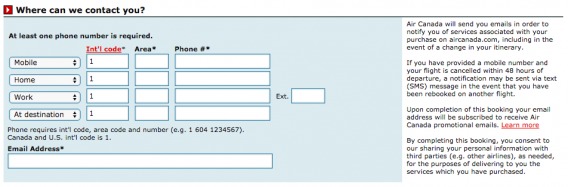 Air Canada Form