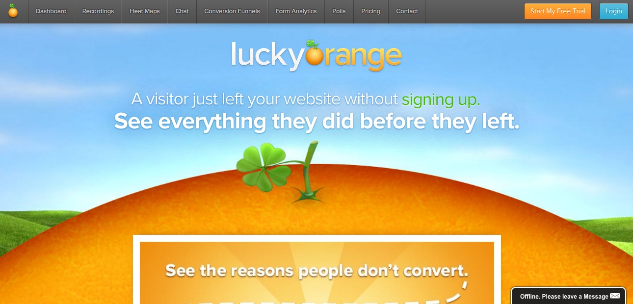 lucky orange homepage.