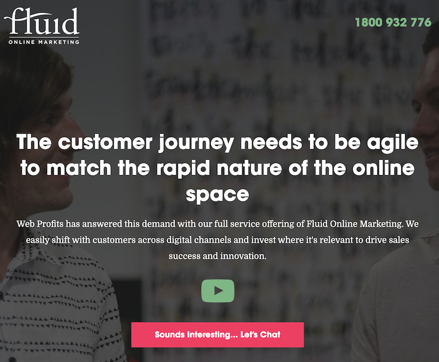 Fluid Online Marketing landing page.