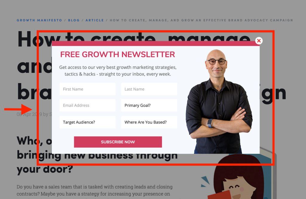 Web Profits byline opt-in and popup.