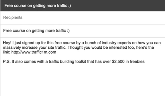 Traffic 1M promo email.