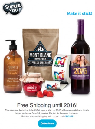 example of promotional ecommerce email that offers a discount.