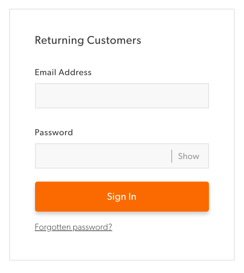 An example from New Look to show your password.