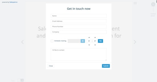 Example of how a popup contact form works with a regular document