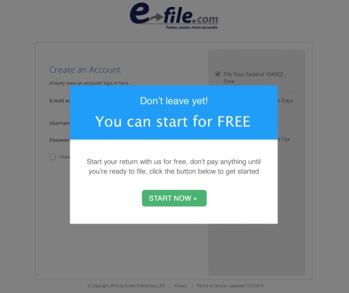 E-file Exit Popup