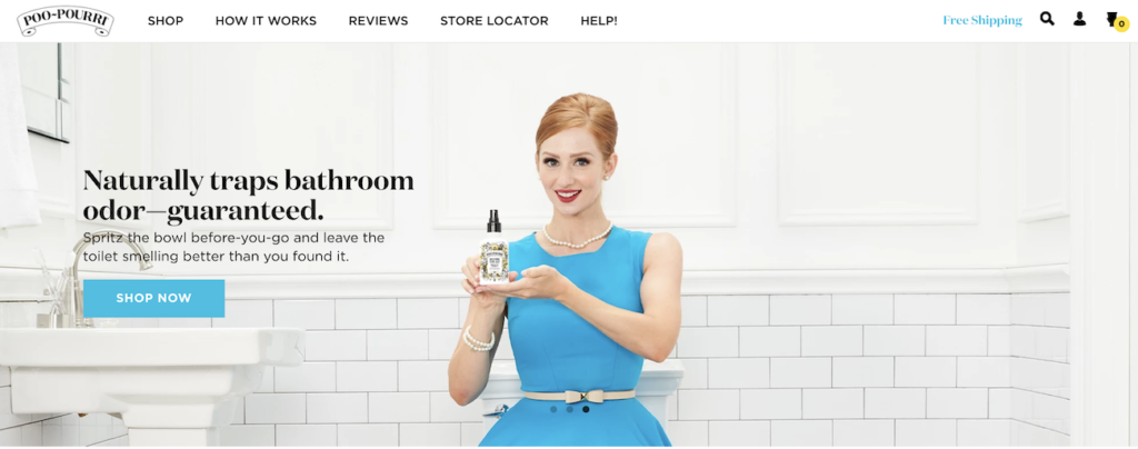 Example of a hero image from Poo-Pourri.