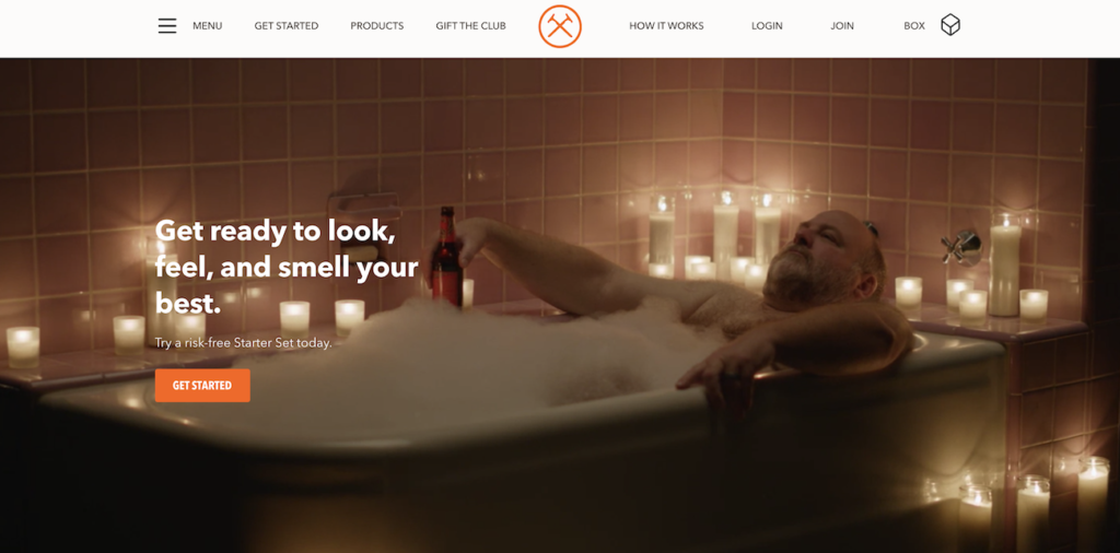 Example of a hero image from Dollar Shave Club.