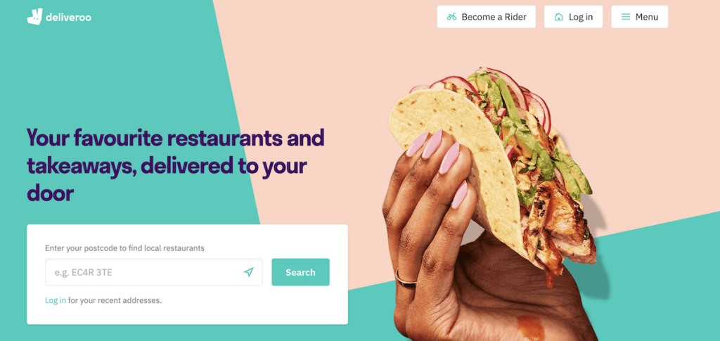 Example of a hero image from Deliveroo.