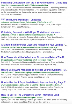 Buyer Modalities Search Results