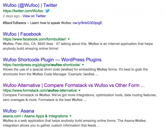 Wufoo Search Results