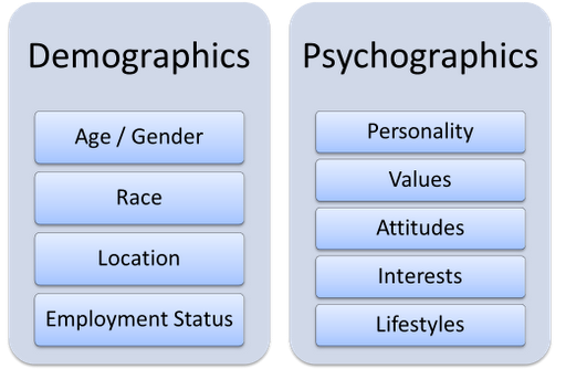 comparison of demographics and psychographics.