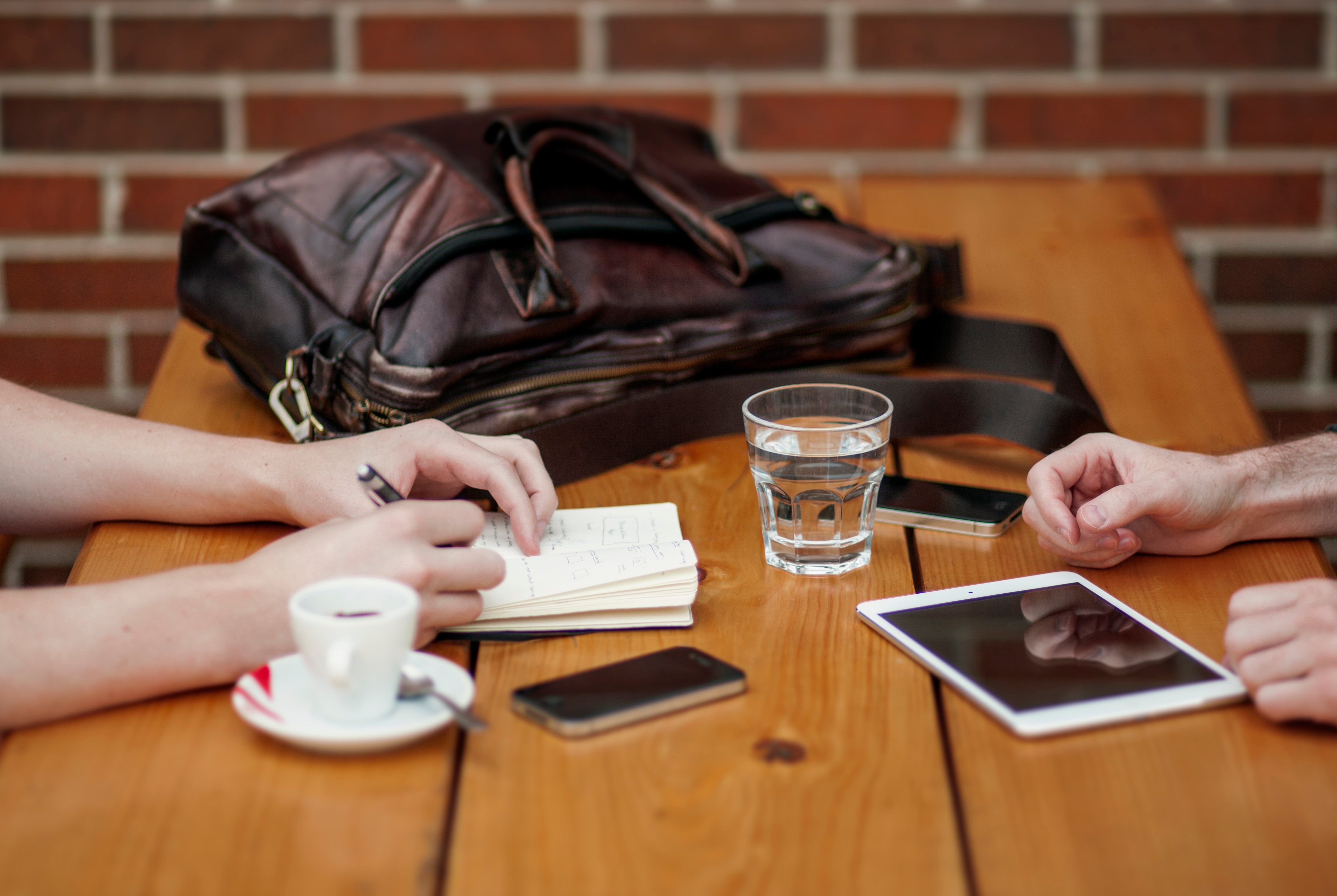 interview at a table.