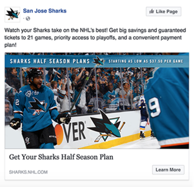 The San Jose Sharks Facebook Ad