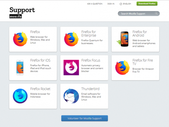 mozilla support page