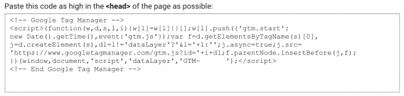 gtm container code