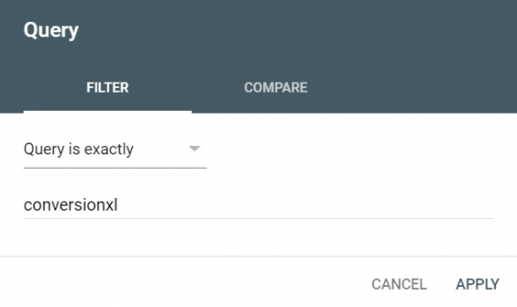 gsc query filter