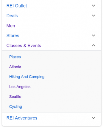 rei classes expandable sitelinks