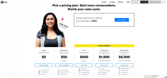 drift pricing page