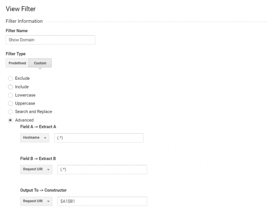 custom filter to show domain name