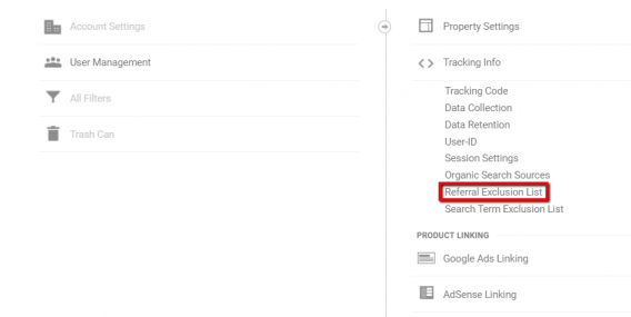 referral exclusion list settings google analytics