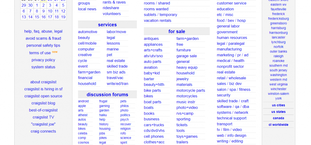 craigslist gestalt law of proximity example