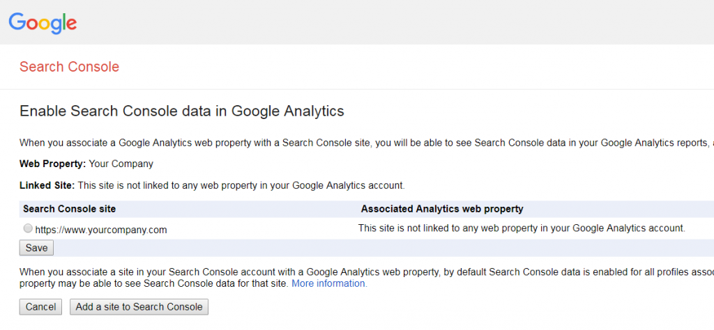 google search console linking in google analytics.