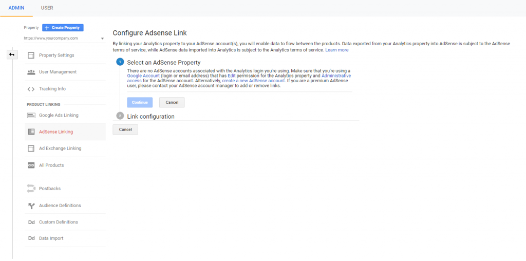 configuring adsense for google analytics.