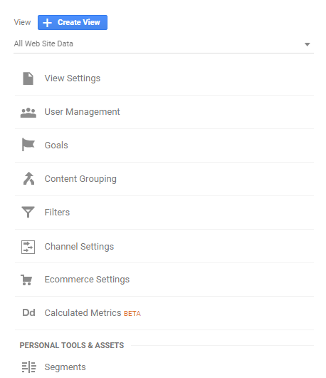 view-level settings in google analytics.