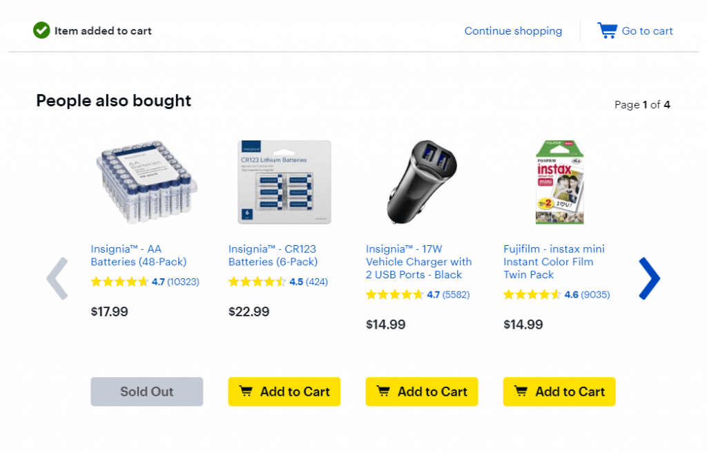 complementary product offering on best buy with batteries for a flashlight.