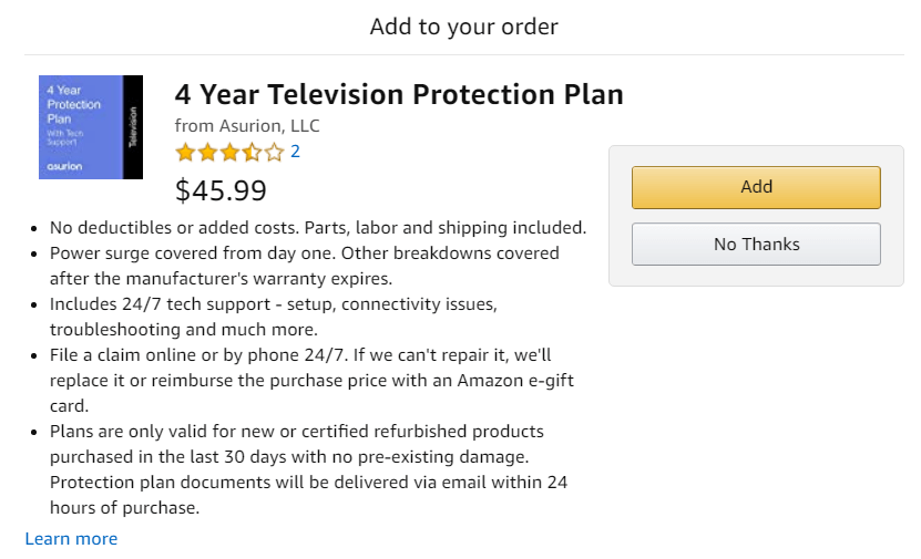 example of amazon protection plan.