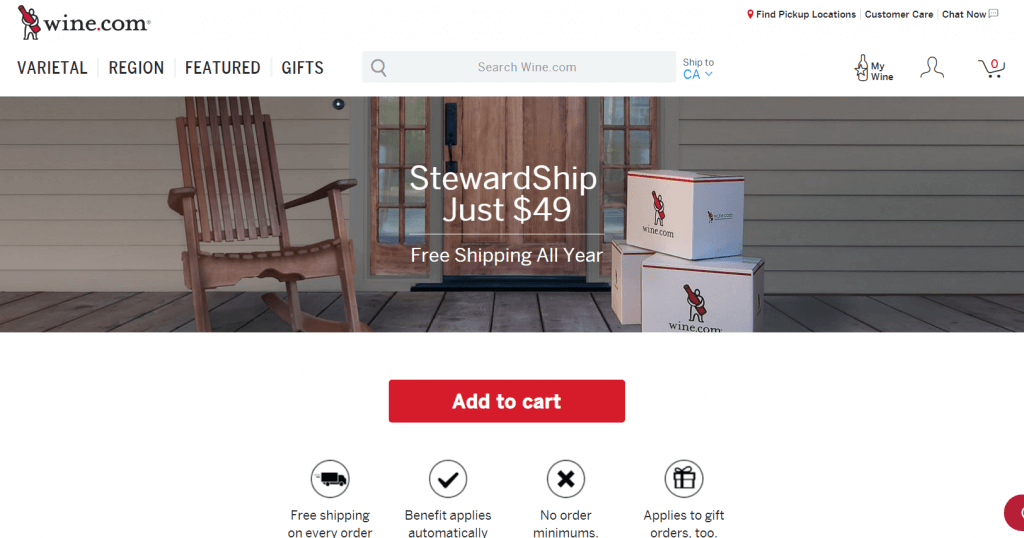 example of locking customer in with free shipping.