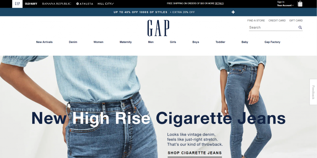 gap homepage focusing on a single offer.