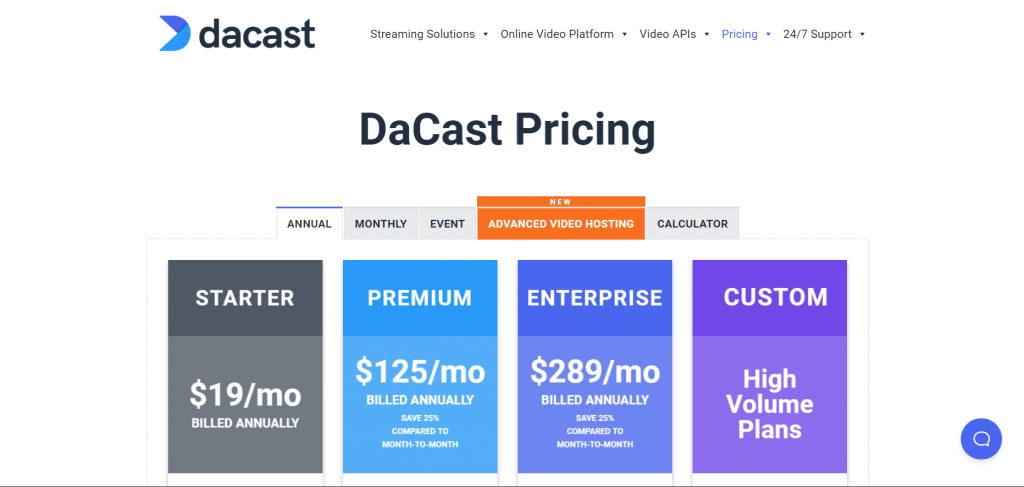 pricing page with generic names.