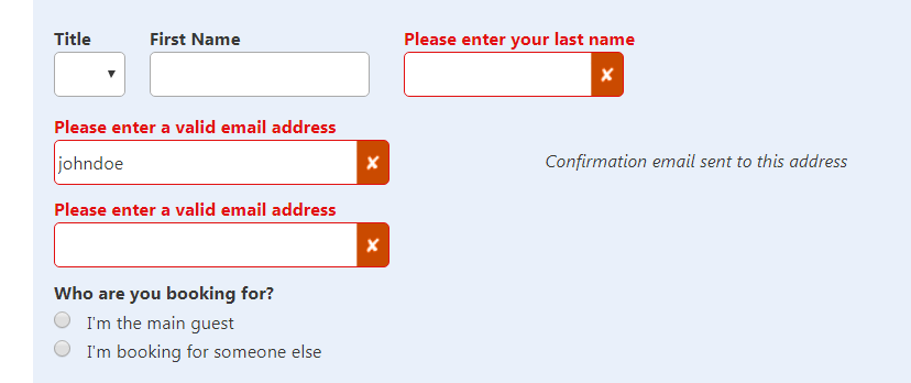 example of inline validation.