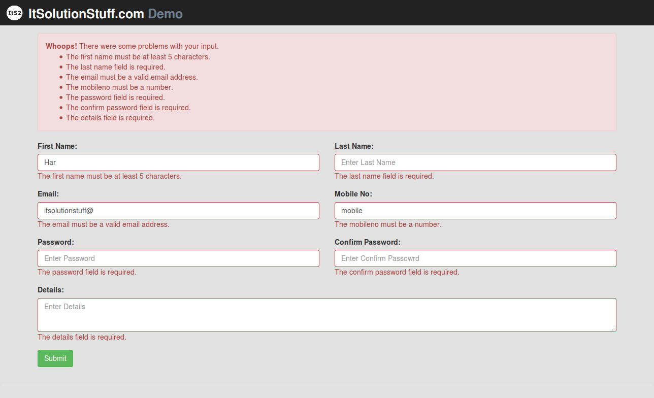 form validate