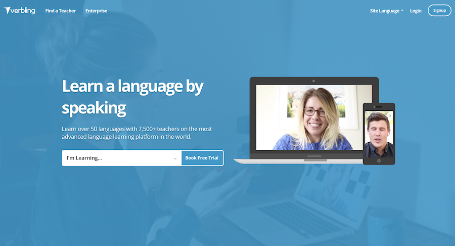 Verbling homepage.