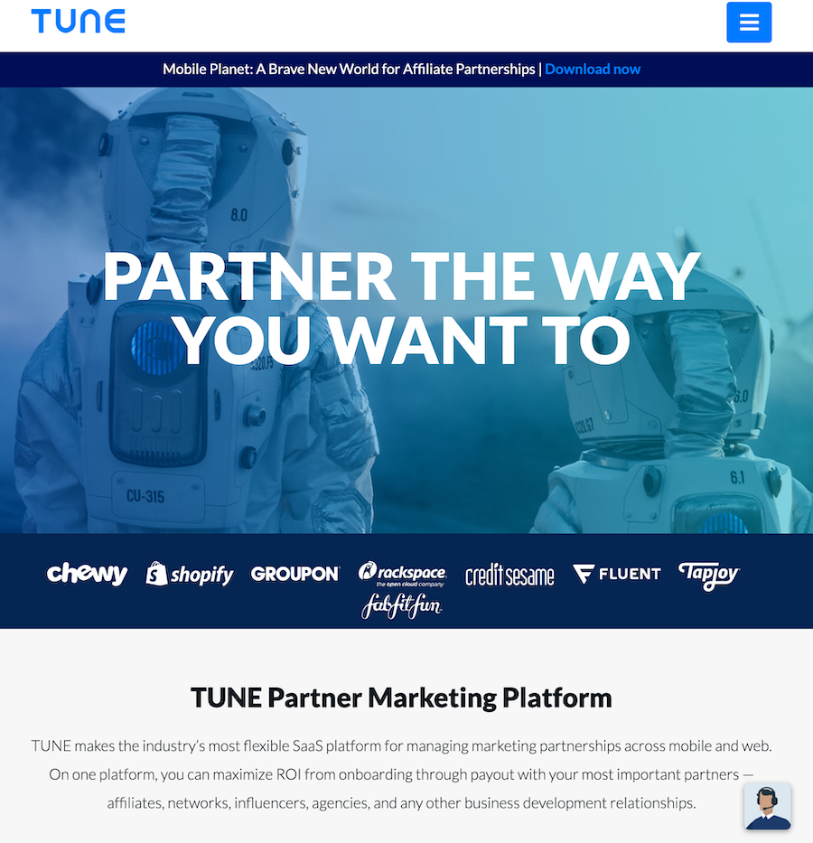 TUNE homepage.