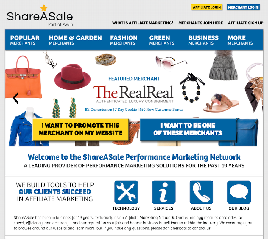 ShareASale affiliate marketing platform.