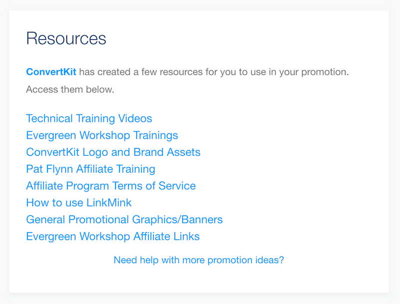 ConvertKit's affiliate resources.