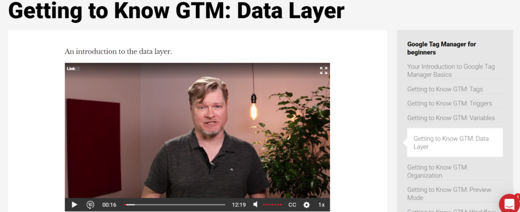 screenshot from course on google tag manager.